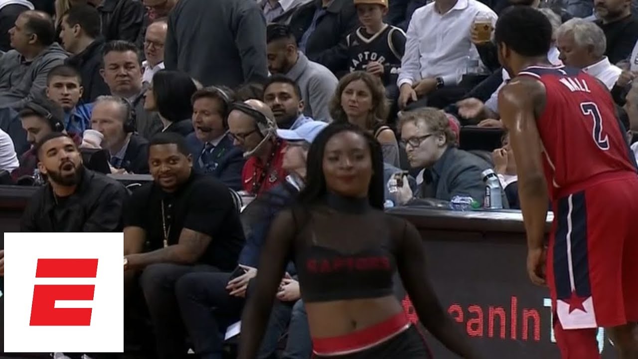 Drake gets fired up, jaws with John Wall during Game 5 of Raptors vs ...