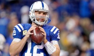 Luck throws a football for the first time in minicamp