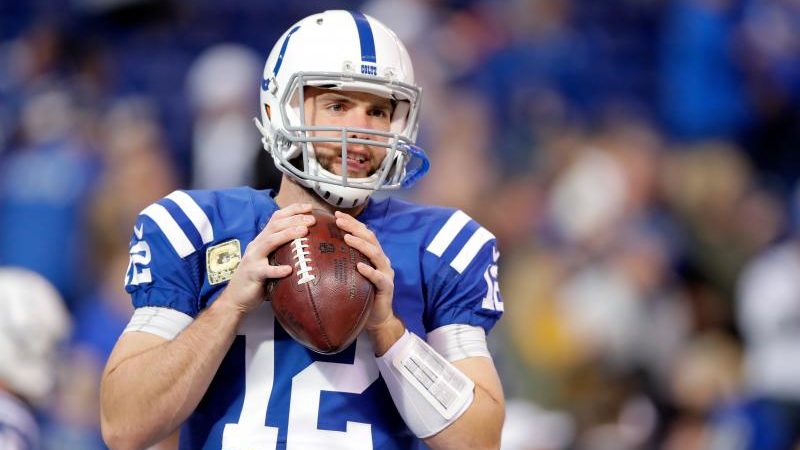 Luck throws a football for the first time in minicamp