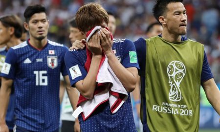 Japan team leaves a touching a note after they lost to Belgium in FIFA World Cup