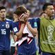 Japan team leaves a touching a note after they lost to Belgium in FIFA World Cup