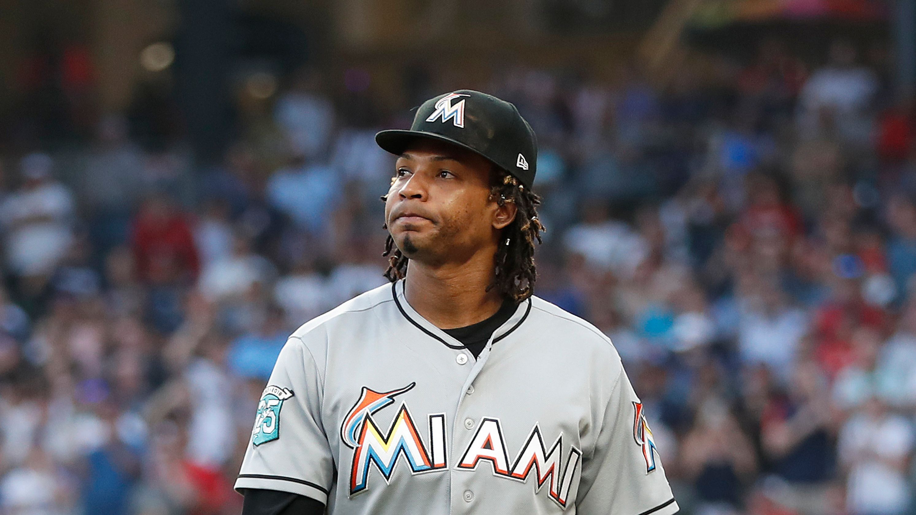 Miami Marlins’ Jose Urena suspended for 6 games for plunking Ronald Acuna Jr. intentionally