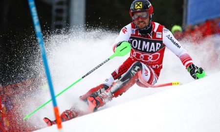 Marcel Hirscher stays ahead in the first run of Madonna di Campiglio Slalom