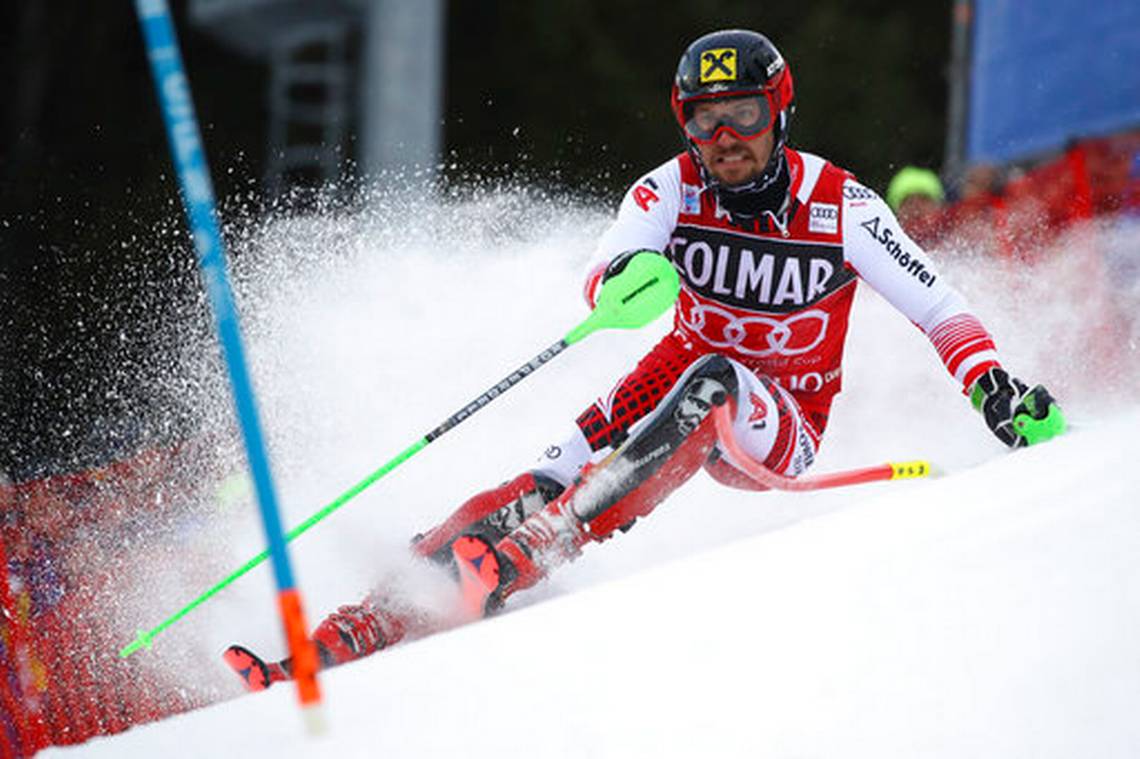 Marcel Hirscher stays ahead in the first run of Madonna di Campiglio Slalom