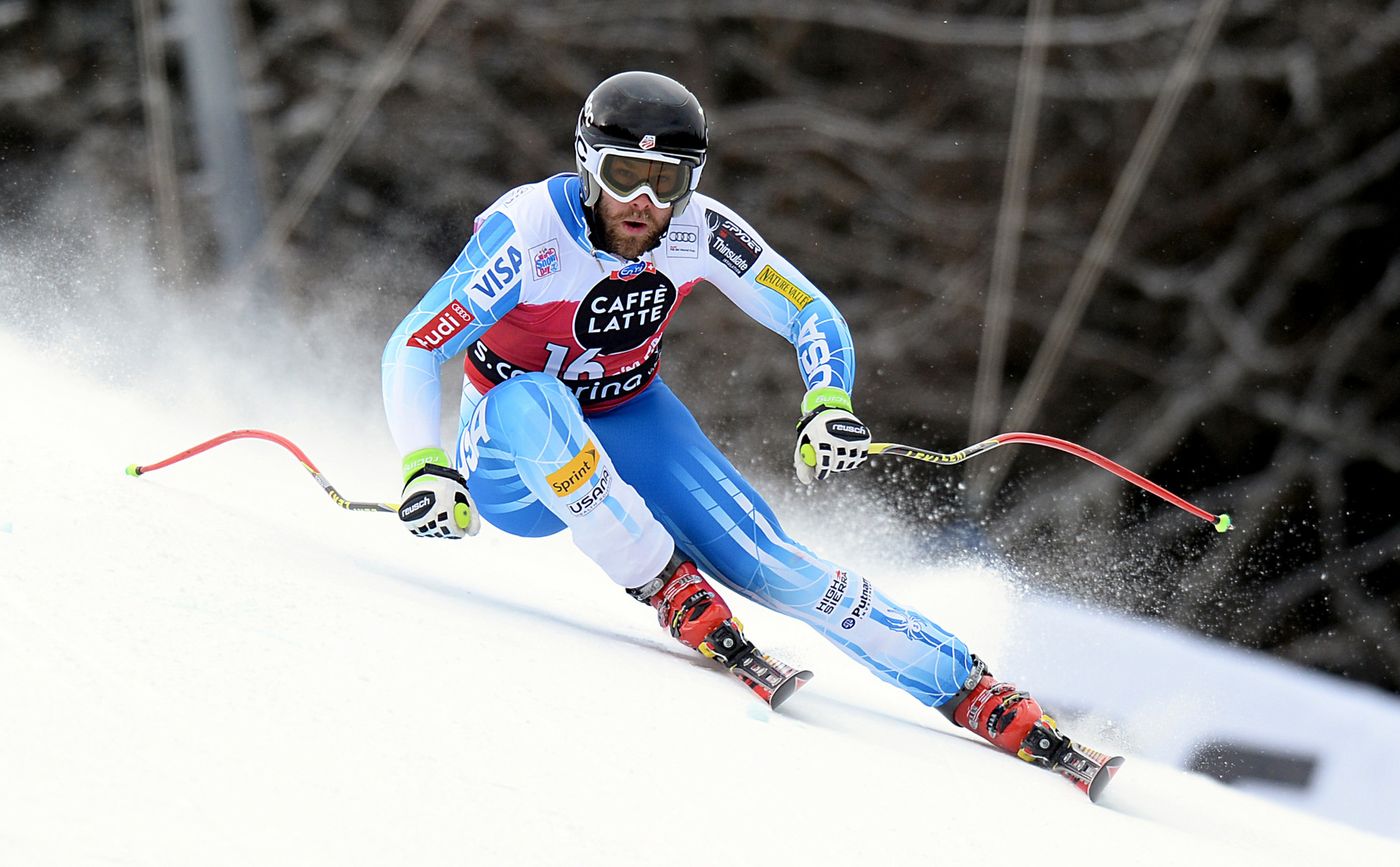 American skier Travis Ganong takes charge of the Val Gardena downhill training