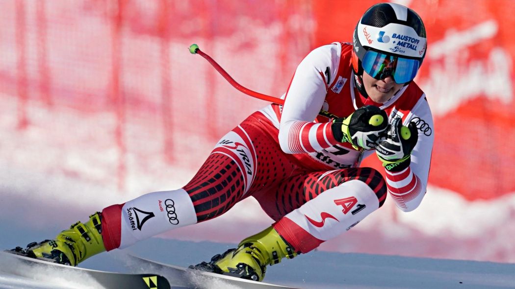 Ramona Siebenhofer claims his victory in the downhill