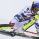 The opening Slalom Run in the World Cup combined event is led by Schwarz