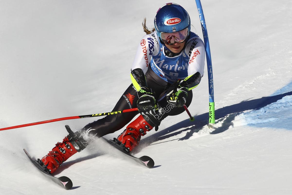 By a massive Margin, the giant Slalom is led by Shiffrin