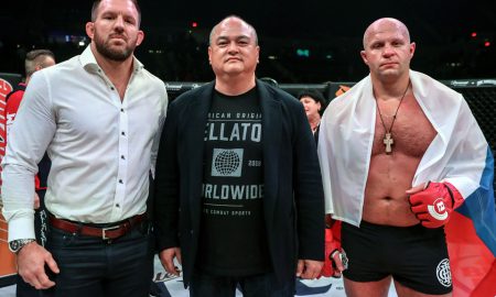 Fedor Emelianenko being knocked out by Ryan Bader at Bellator 214