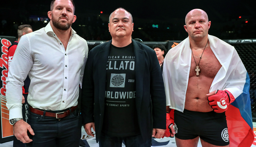 Fedor Emelianenko being knocked out by Ryan Bader at Bellator 214
