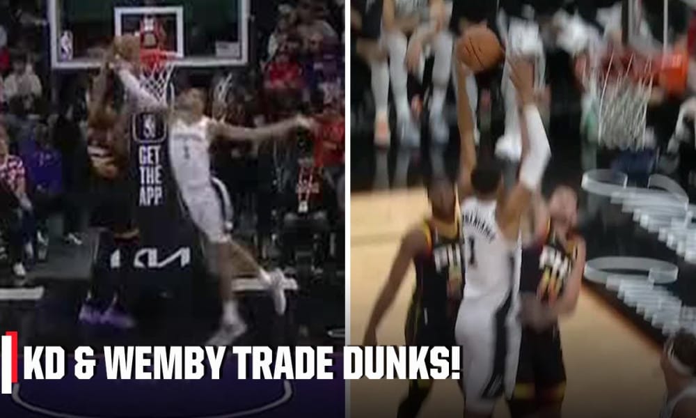 NBA on ESPN JawDropping Dunk Exchange between Kevin Durant and Victor